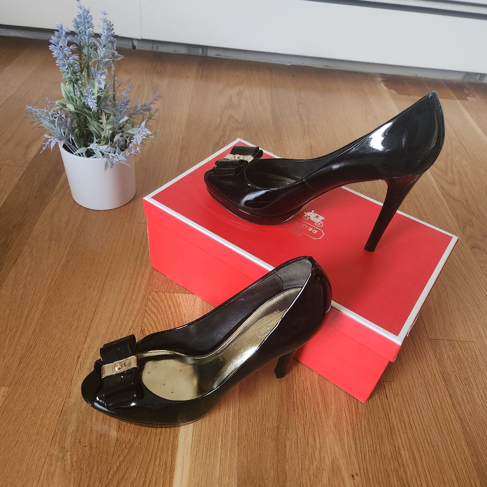 Coach Black Heels with Bow Accent